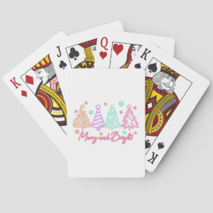 Merry and Bright Tree Neon Christmas Playing Cards