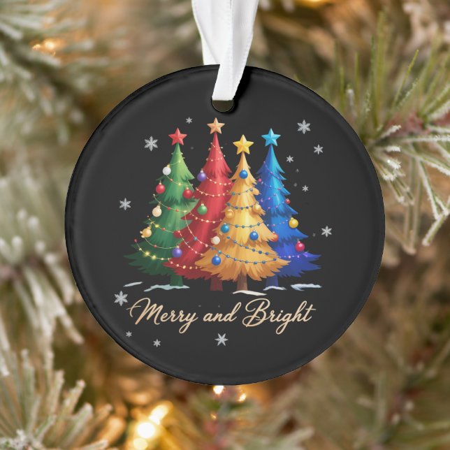 Merry and Bright Trees Christmas Holiday Gift Cute Ornament (Tree)
