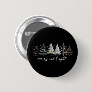 Merry and Bright Trees Christmas Holiday Winter 2 Inch Round Button