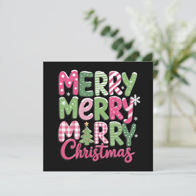 Merry and Bright Trees Christmas Holiday Winter Card (Standing Front)