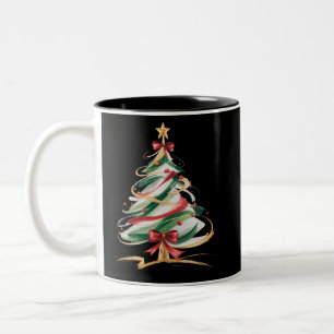 Merry and Bright Trees Christmas Holiday Winter  Two-Tone Coffee Mug