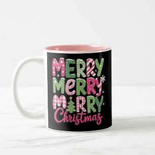 Merry and Bright Trees Christmas Holiday Winter Two-Tone Coffee Mug