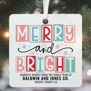 Merry And Bright Trendy Vintage Custom Christmas Metal Ornament