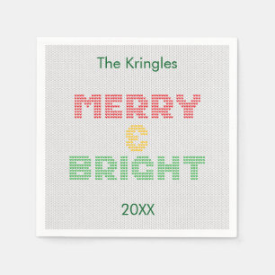 Merry And Bright Typography Christmas Sweater Napkin