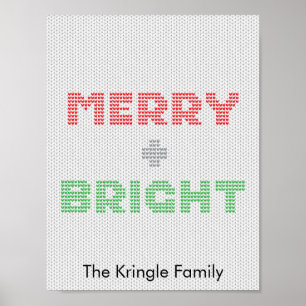 Merry And Bright Typography Christmas Sweater Poster