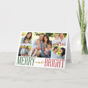 Merry and Bright Typography Photo Holiday Card