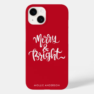Merry and Bright Typography Script Red   Case-Mate iPhone 14 Case