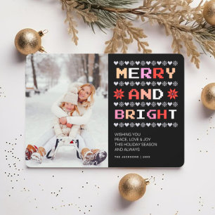 Merry and Bright Ugly Christmas Sweater Photo Holiday Card