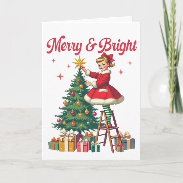 Merry and Bright - vintage christmas Card (Front)
