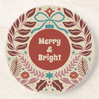 Merry and Bright Vintage Christmas Whimsical  Coaster