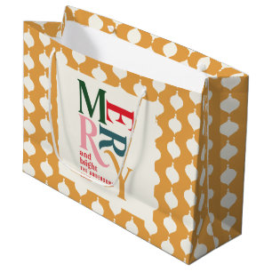 Merry and bright vintage colorful Christmas Large Gift Bag