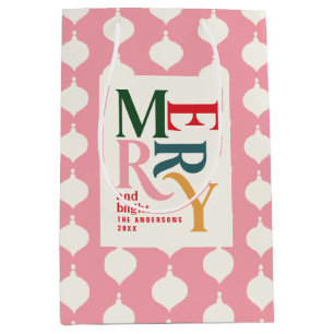Merry and bright vintage colorful Christmas Medium Gift Bag