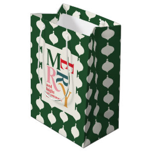 Merry and bright vintage colorful Christmas Medium Gift Bag