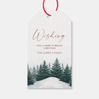 Merry and Bright Winter Forest Christmas Gift Tag