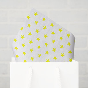 Merry and Bright Yellow Stars on White Holiday Tissue Paper