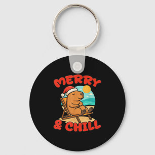Merry And Chill Capybara _ Funny Cute Capybara San Keychain