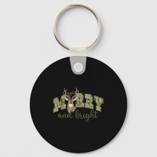 Merry And Christmas Bright Camouflage Reindeer Xma Keychain