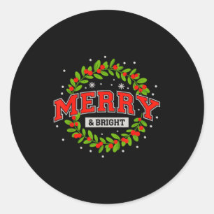 Merry And Christmas Bright Moody And Uptight Match Classic Round Sticker