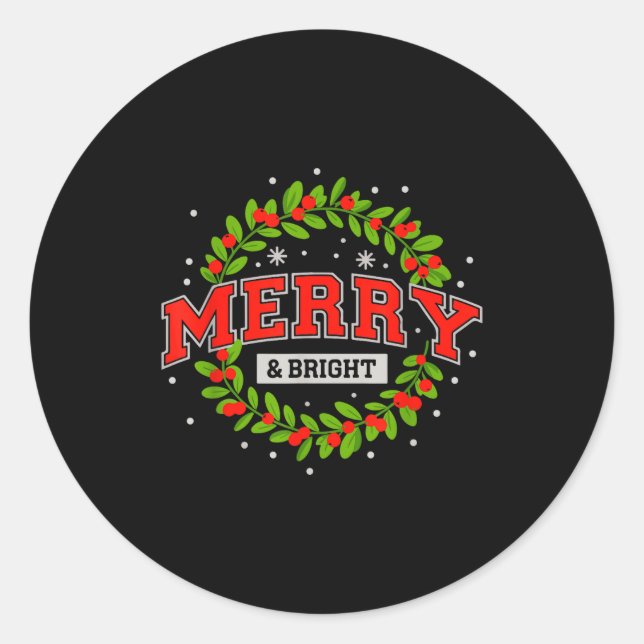 Merry And Christmas Bright Moody And Uptight Match Classic Round Sticker (Front)