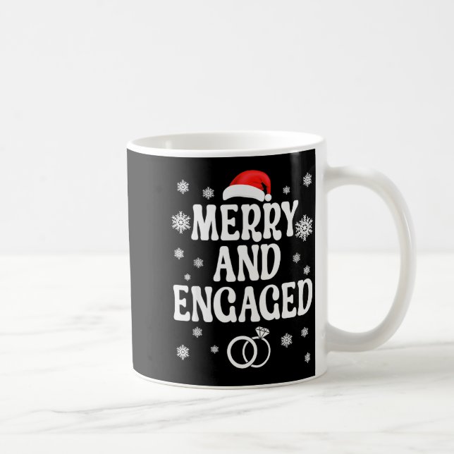 Merry And Engaged Couple Christmas Matching Pajama Coffee Mug (Right)