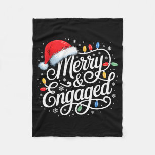 Merry And Engaged Shirt Couple Christmas Matching Fleece Blanket