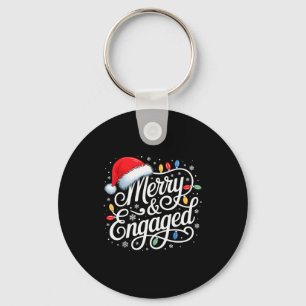 Merry And Engaged Shirt Couple Christmas Matching Keychain