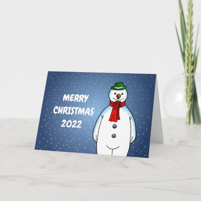 Merry and Happy Snowman Holiday Card (Front)