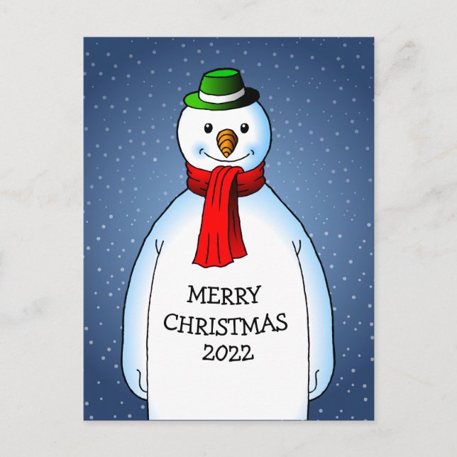 Merry and Happy Snowman Holiday Postcard (Front)