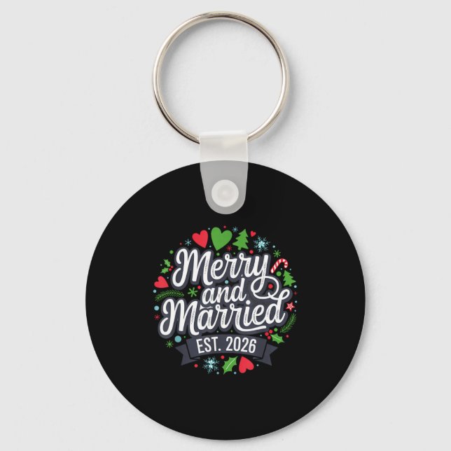 Merry And Married 2026 - Matching Couple Christmas Keychain (Front)