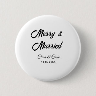 Merry and married add couple Name date holidayChr 2 Inch Round Button