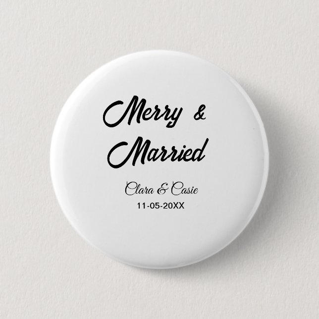 Merry and married add couple Name date holidayChr 2 Inch Round Button (Front)
