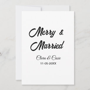 Merry and married add couple Name date holidayChr Invitation