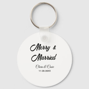 Merry and married add couple Name date holidayChr Keychain