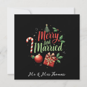 Merry and Married Celebrating Your First Christmas Invitation