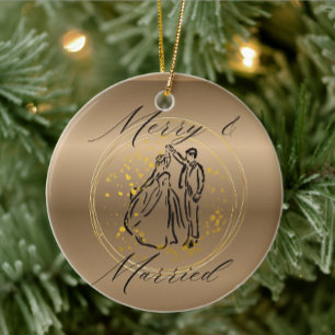 Merry and married christmas  ceramic ornament