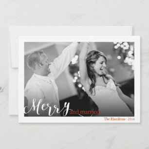 Merry and Married Couple's First Christmas Photo Holiday Card