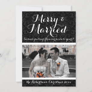 Merry and Married Damask Holiday Photo