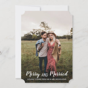 Merry And Married Elegant First Christmas Photo Holiday Card