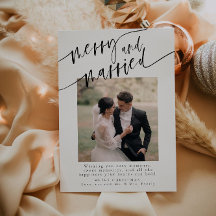 Merry And Married Elegant Newlywed Christmas Card