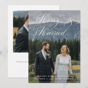 Merry and Married Elegant Photo Christmas Wedding Holiday Card