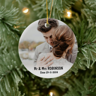 Merry and Married First Christmas Holiday Accents Ceramic Ornament
