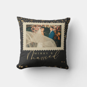 Merry and married first christmas throw pillow