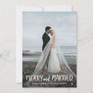Merry And Married First Couple Christmas Photo Holiday Card