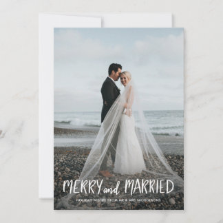 Merry And Married | First Couple Christmas Photo Holiday Card