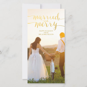 MERRY AND MARRIED GOLD HOLIDAY PHOTO CARD