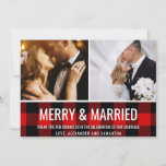 Merry and Married Green Tartan Photo Collage Holiday Card<br><div class="desc">Spread the holiday and wedding cheer this year with a personal touch! This 2-photo marriage announcement card is ideal for any fun family looking to send their loved ones a sweet card this season while thanking your guests for their presence at your wedding!</div>