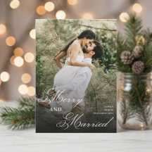 Merry and Married Modern Newlywed Photo Christmas