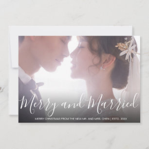 Merry and Married Newlywed Elegant Holiday Card