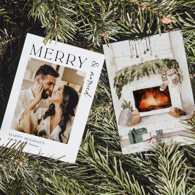Merry and Married Newlyweds Christmas Photo Cards (Creator Uploaded)