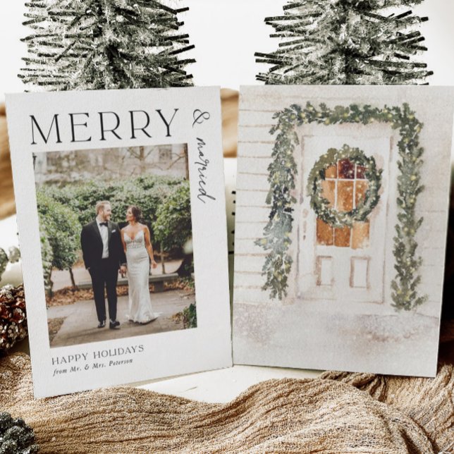 Merry and Married Newlyweds Mr & Mrs Holiday Card (Creator Uploaded)